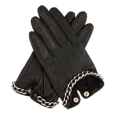 alice leather Gloves by Dents with chain